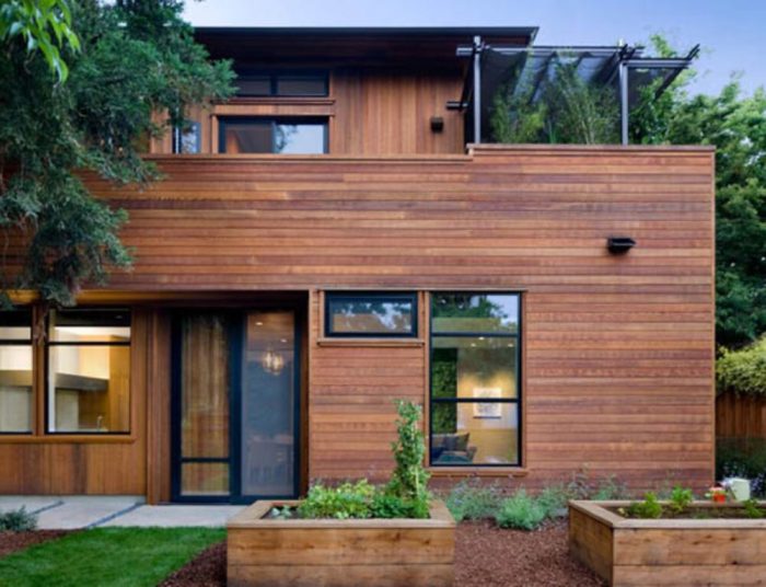 Natural wood exterior siding